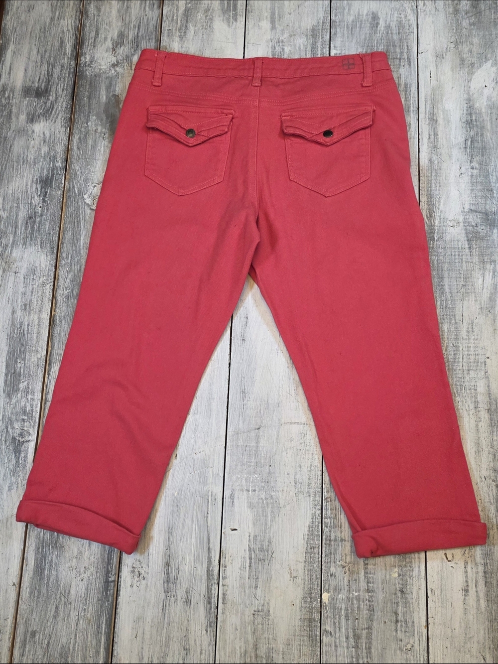 Salt Works Women's Cropped Medium Risw Jeans in Light Red sz 12 - Picture 2 of 6
